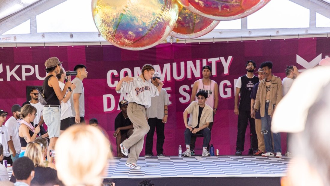 break dancers on stage at fusion festival