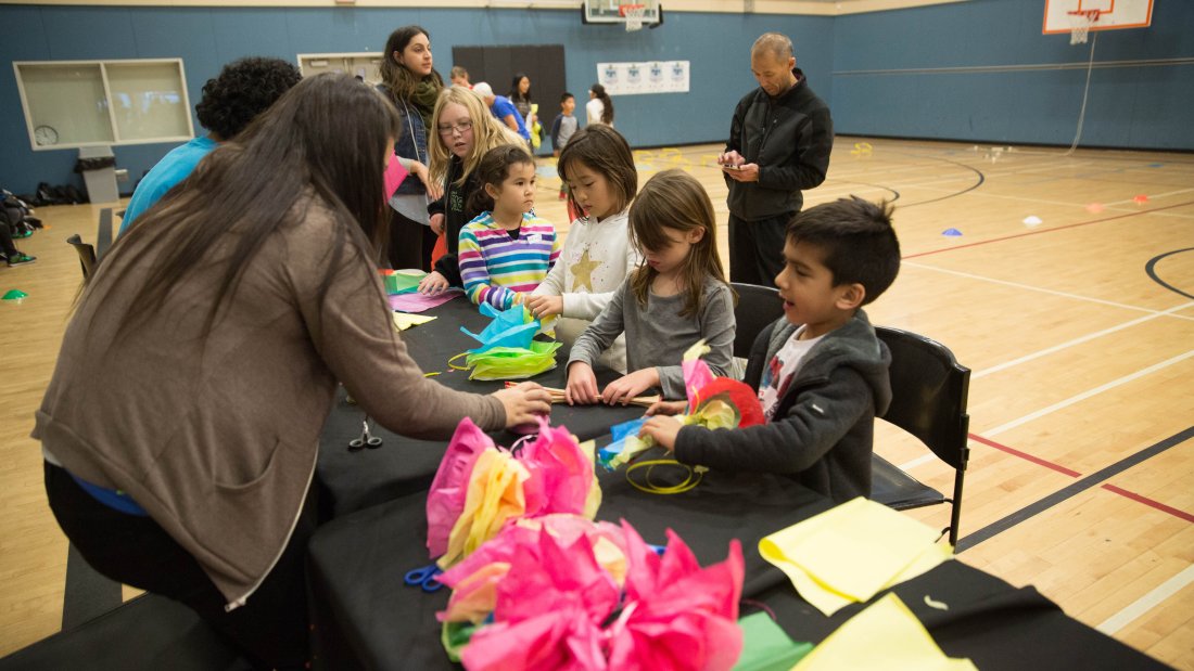 Kids making crafts.