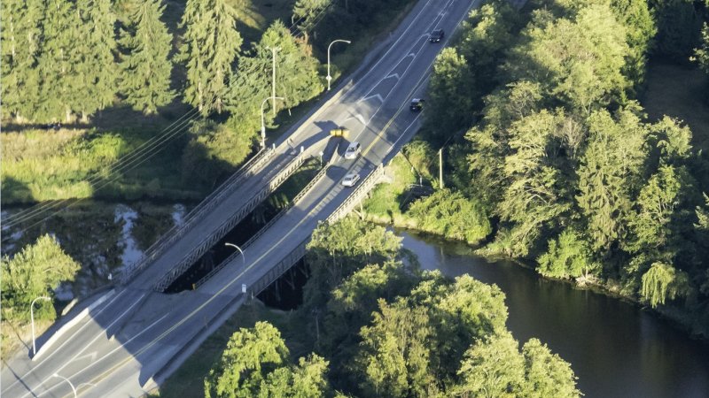 aerial view of current Nicomekl River crossing