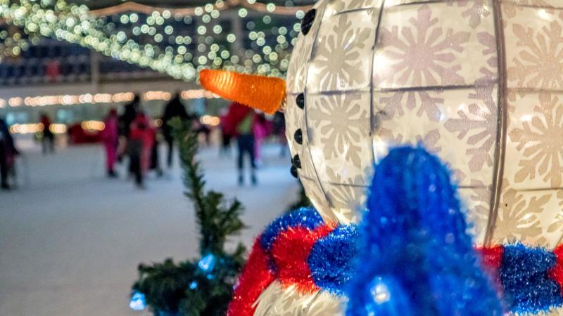 Festive decor at the Winter Ice Palace.