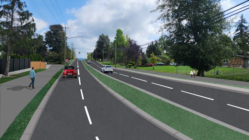 Artistic rendering of road design for 72 Avenue from 144 to 152 Streets.