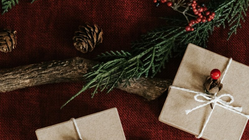 Rustic gifts and greenery