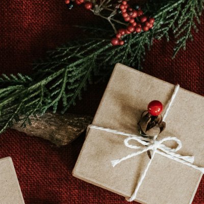 Rustic gifts and greenery