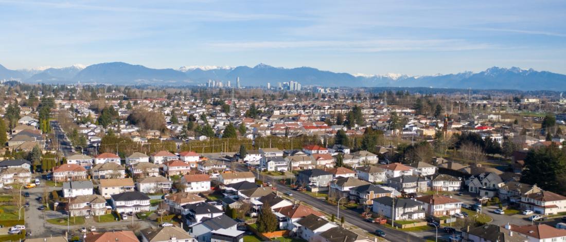 Aerial shot of Newton showing residences