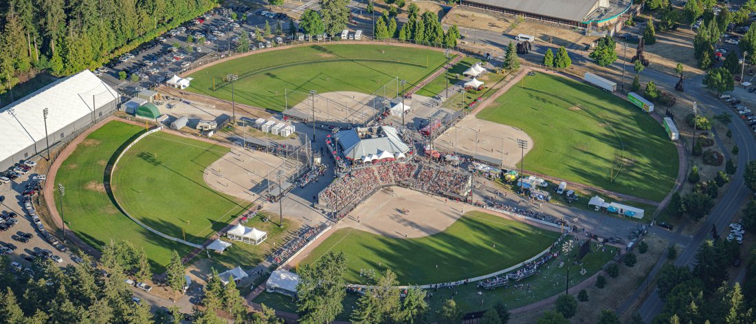 Aerial photo of Softball City showcasing the four fields. 