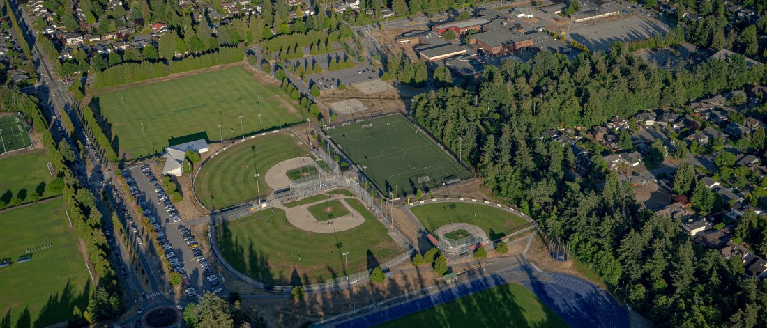 An aerial shot of the South Surrey Athletic Park