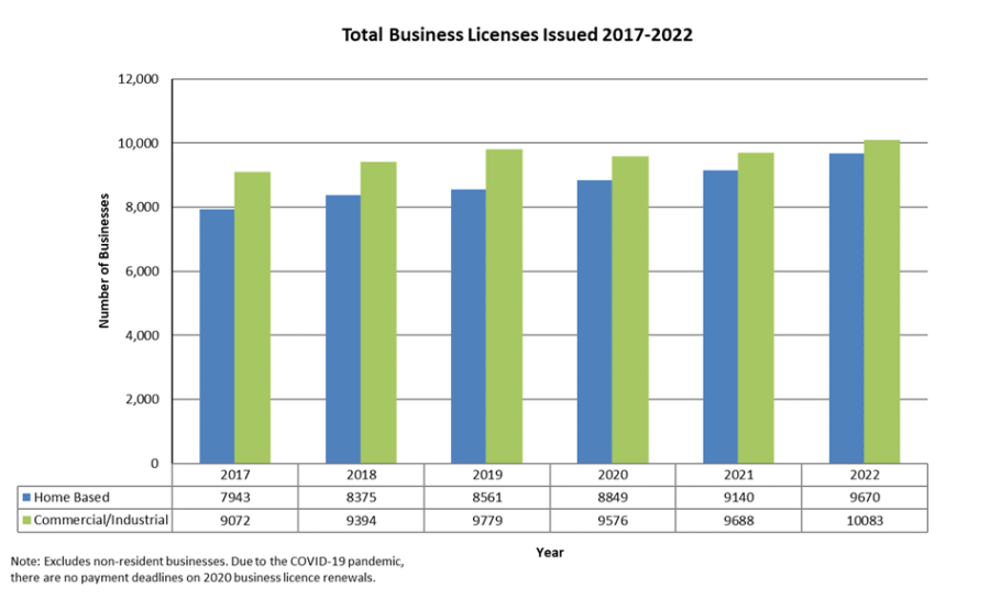 Total Businesses Licenses Issued 2017-2021
