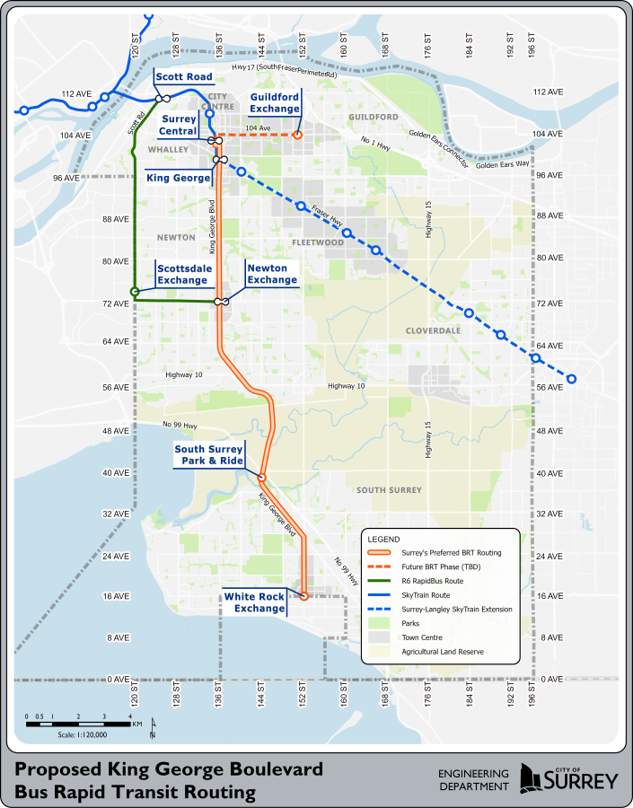 Map of proposed BRT route